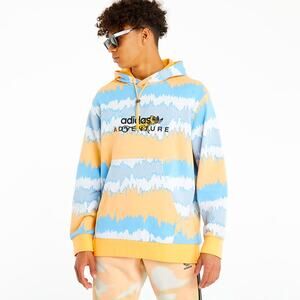 ADIDAS Adventure AOP Hoodie Archive Collection Orange and Light Blue Large EUC